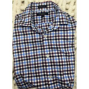 Banana Republic~Grant Fit Button Up Shirt Long Purple/blue Check~Mens Size Small